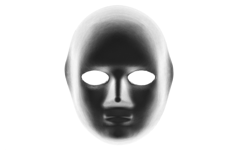 Mask with cut out eyes with light from behind - monochrome